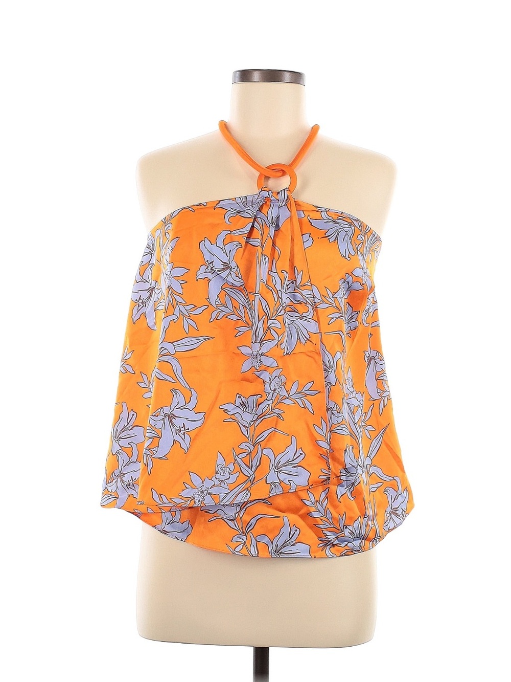 Guess by Marciano Orange Halter Camisole with Lavender Floral Print
